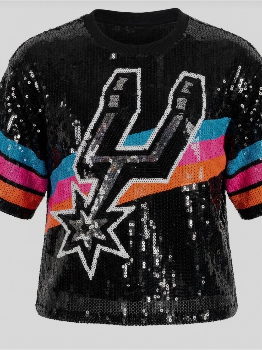 Sequin San Antonio Spurs Fiesta colors top.